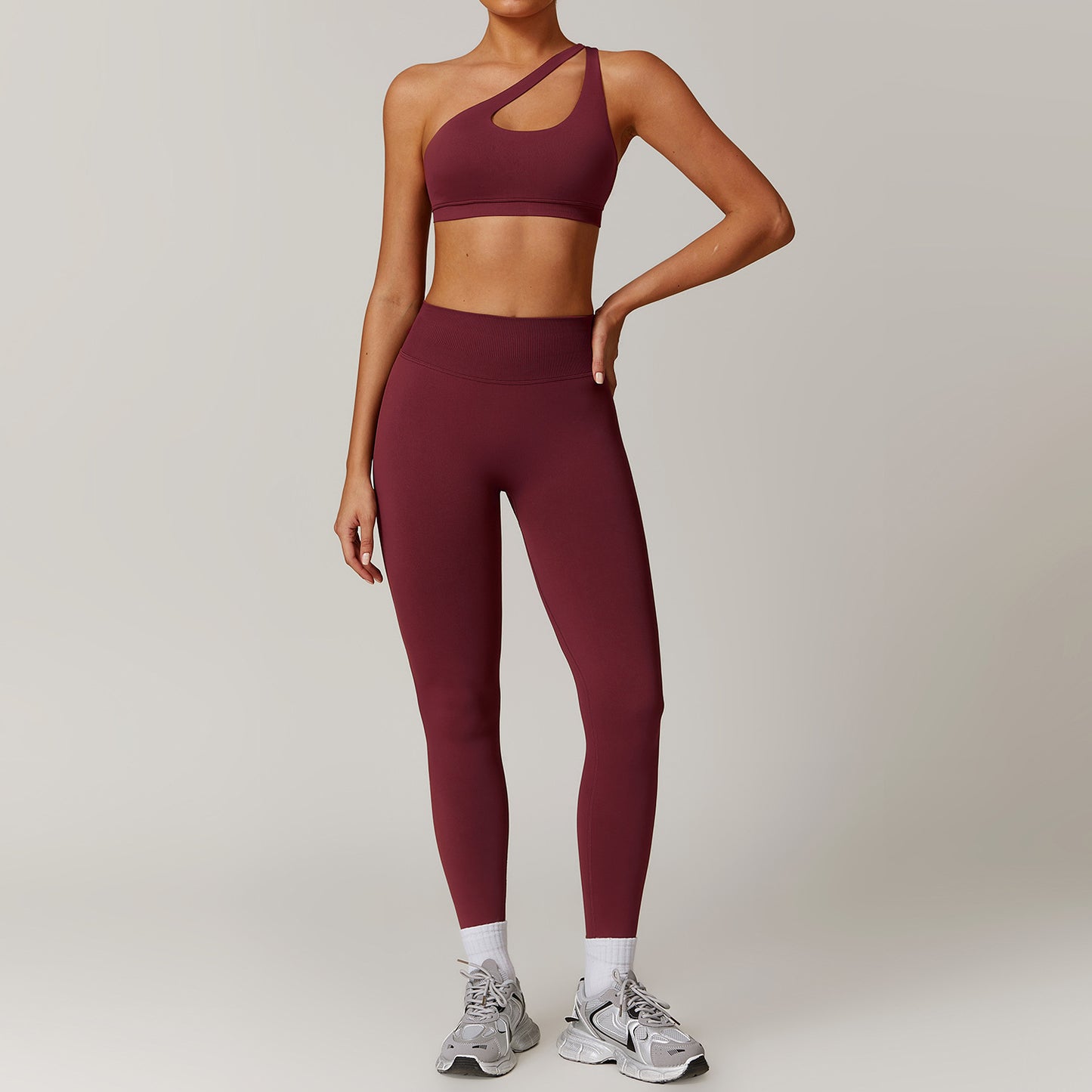 Slant Shoulder Bra+Pants Set