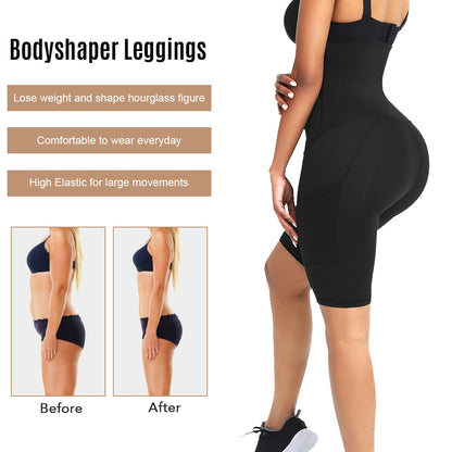 Hexin Shapewear Shorts Women Knee Length Tummy Control Waist Trainer with Pockets Butt Lifter Thigh Slimmer Body Shaper fajas - ELITA IMPERIA INC.