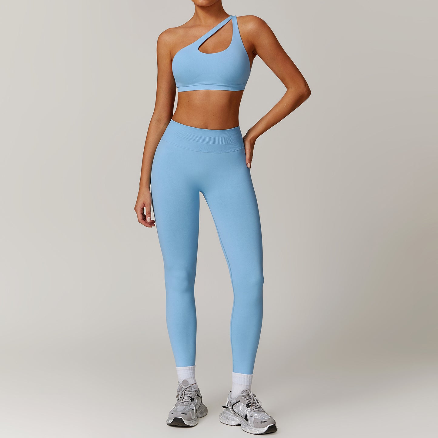 Slant Shoulder Bra+Pants Set