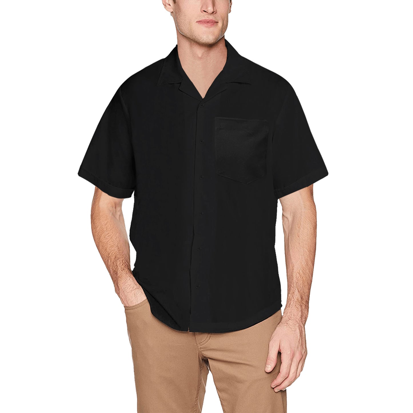 Jet Black Collection Hawaiian Shirt with Chest Pocket (T58) - ELITA IMPERIA INC.